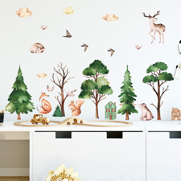 Акварельна наклейка дерев на стіну