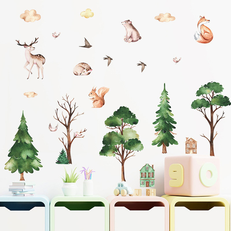 Акварельна наклейка дерев на стіну