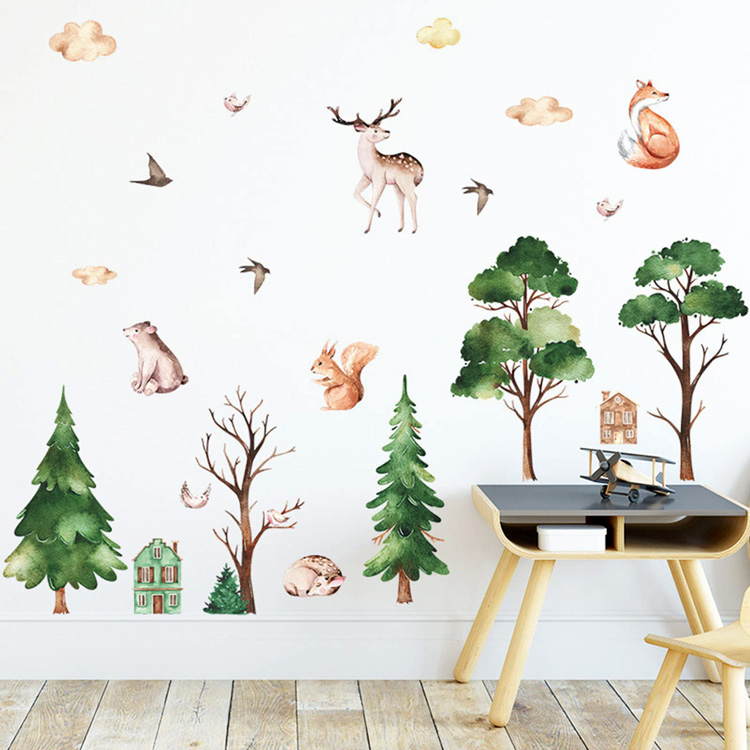 Акварельна наклейка дерев на стіну