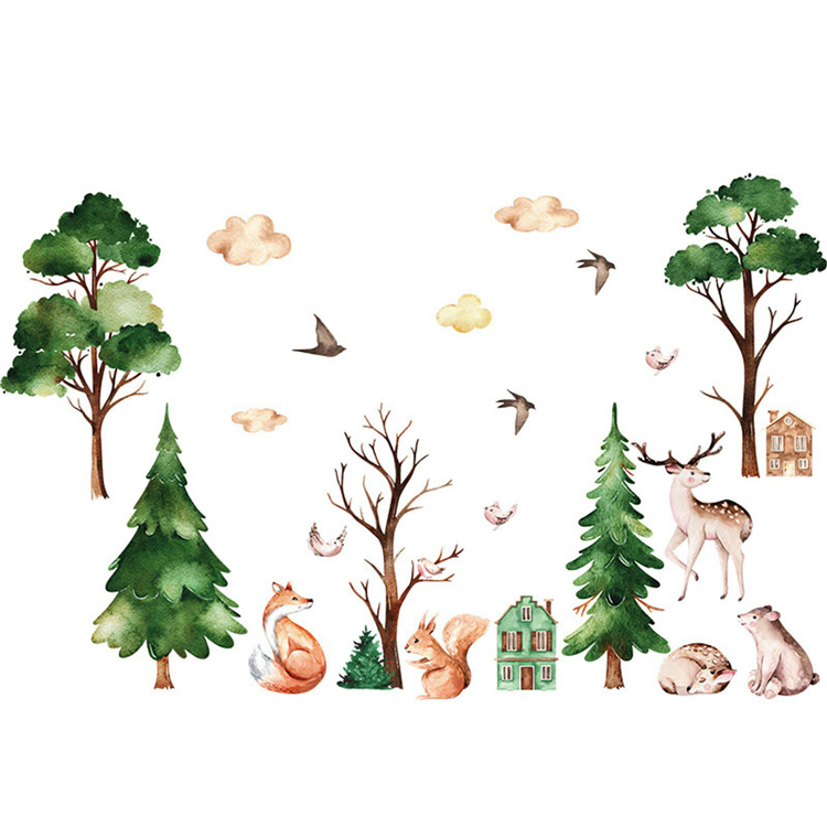 Акварельна наклейка дерев на стіну