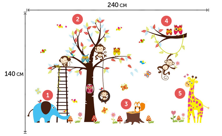 Велика дитяча наклейка на стіну