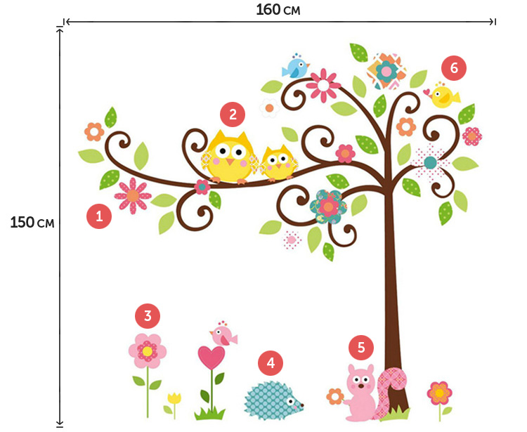Велика наклейка дерево на стіну