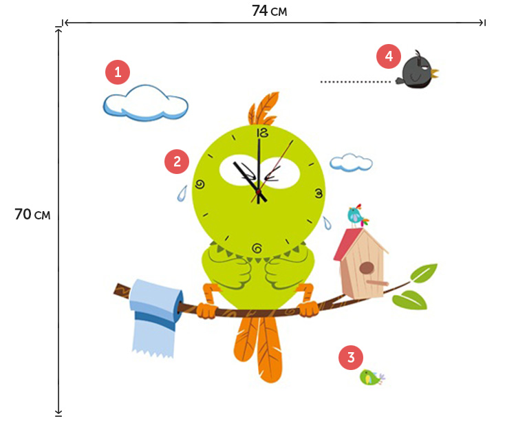Купить часы на всю стену в детскую комнату