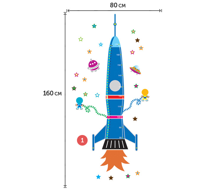 Декоративна наклейка ракети на стіну для хлопчиків