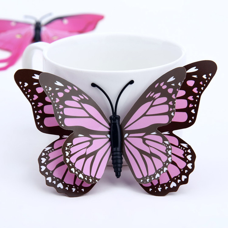 Пластиковые бабочки с 4 крыльями / магнит + скотч / 12 шт
