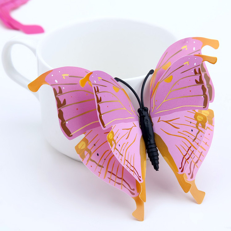 Пластиковые бабочки с 4 крыльями / магнит + скотч / 12 шт