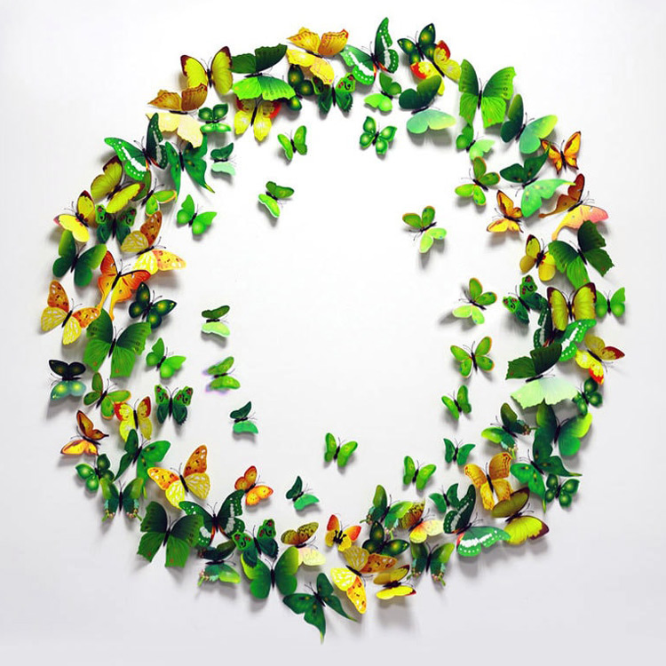 Декоративные бабочки на стену / магнит + скотч / 12 шт