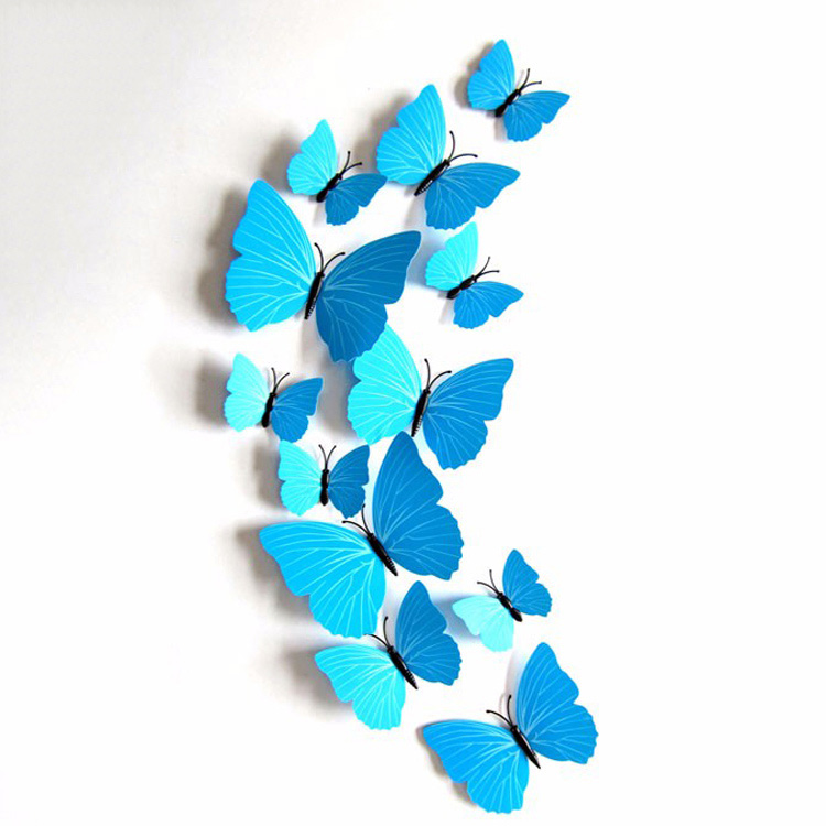 Бабочки с полосками на стену / магнит + скотч / 12 шт
