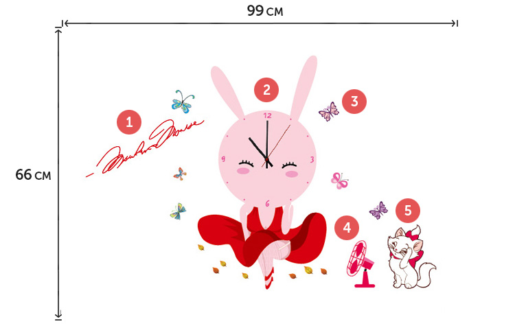 Декоративний годинник на стіну для дівчаток