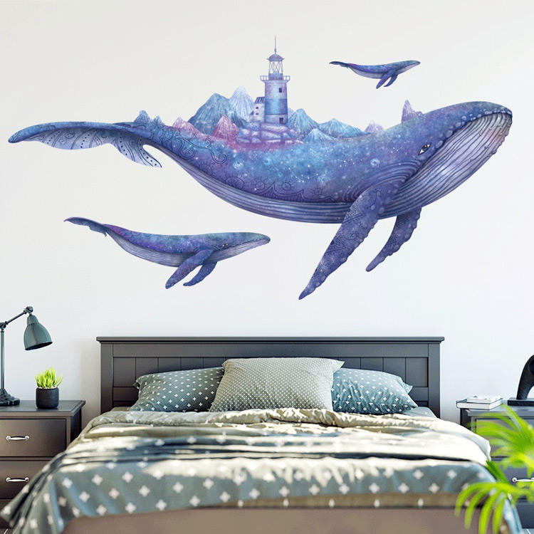 Декоративні наклейки кити на стіну