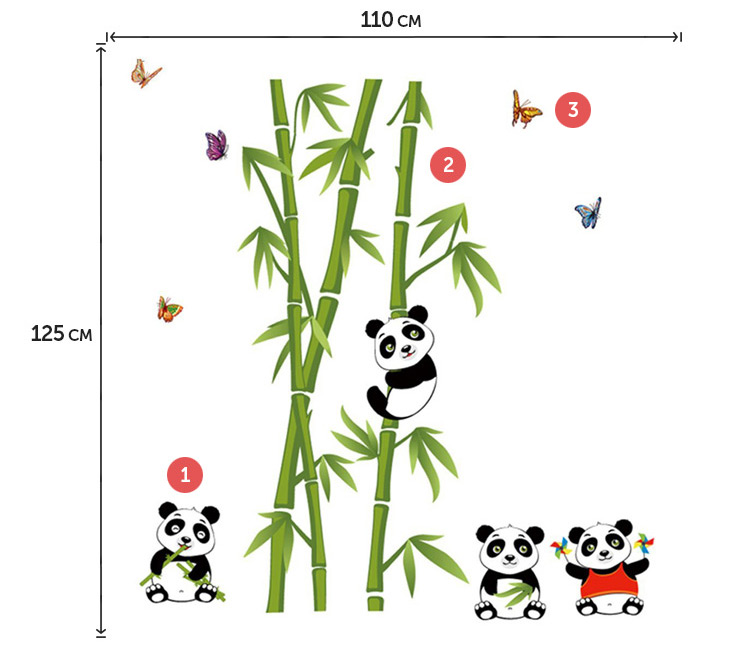 Декоративные наклейки панд для детей на стену