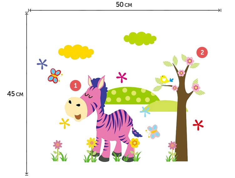 Декоративные наклейки с зеброй на кроватки