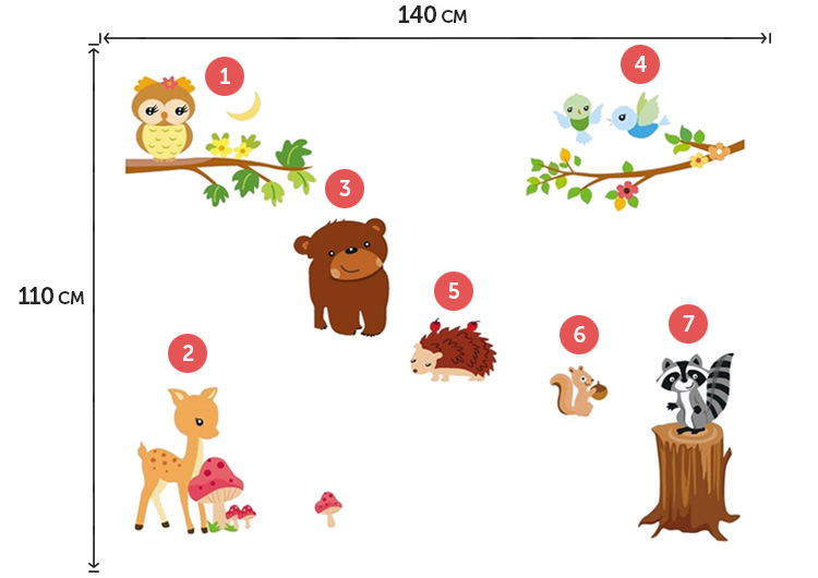 Декоративные стикеры животных на стену