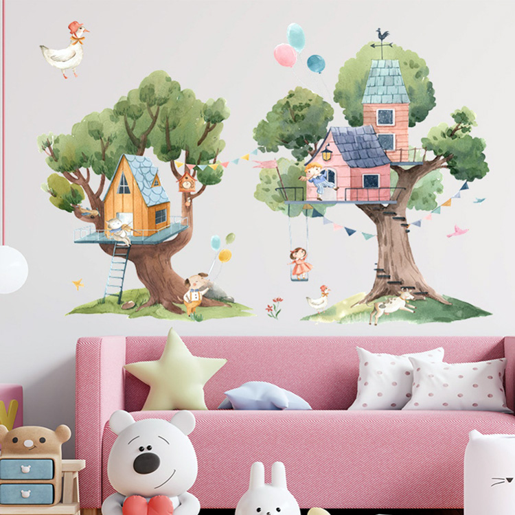 Детская виниловая наклейка дом на дереве