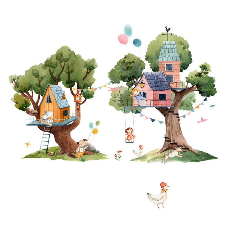 Детская виниловая наклейка дом на дереве