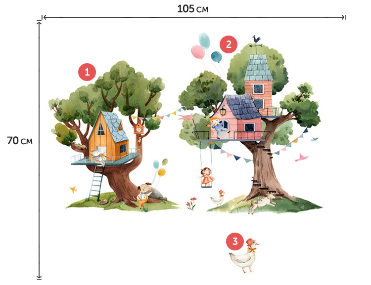 Детская виниловая наклейка дом на дереве