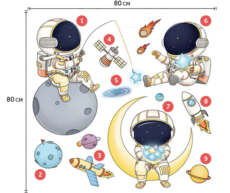 Дитяча вінілова наклейка космосу на стіну