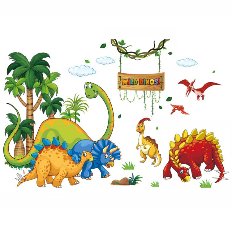 Детская виниловая наклейка с динозаврами на стену
