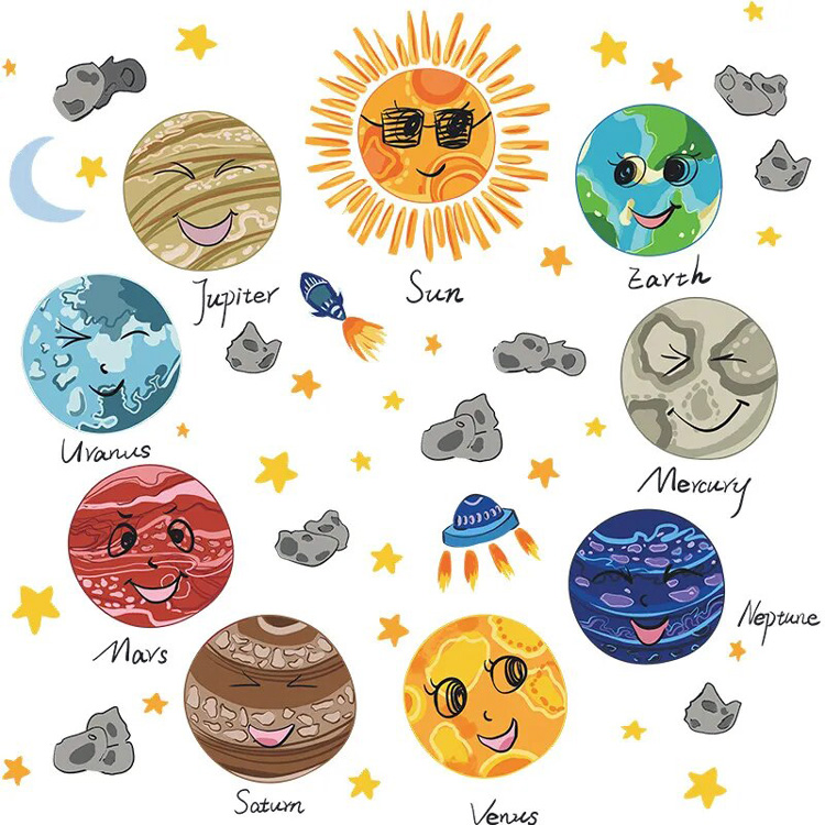 Дитяча вінілова наклейка з планетами