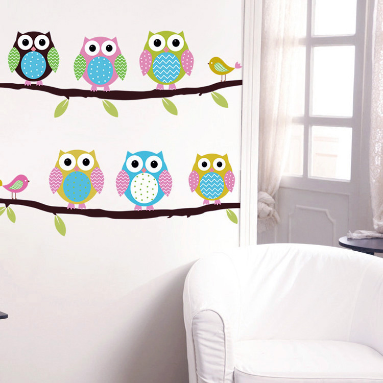 Детская виниловая наклейка с совами на стену