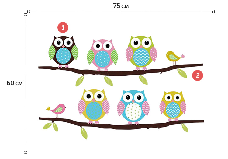 Детская виниловая наклейка с совами на стену