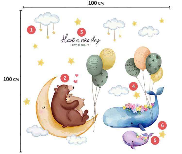 Дитячі акварельні наклейки на стіни