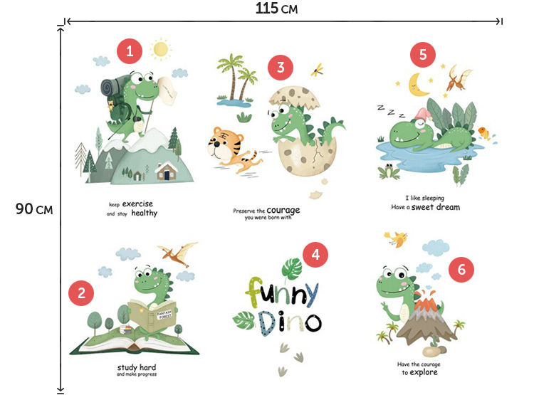 Дитячі наклейки динозаврів на стіну