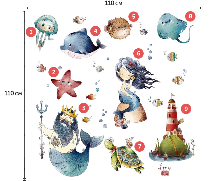 Дитячі наклейки на плитку в ванну