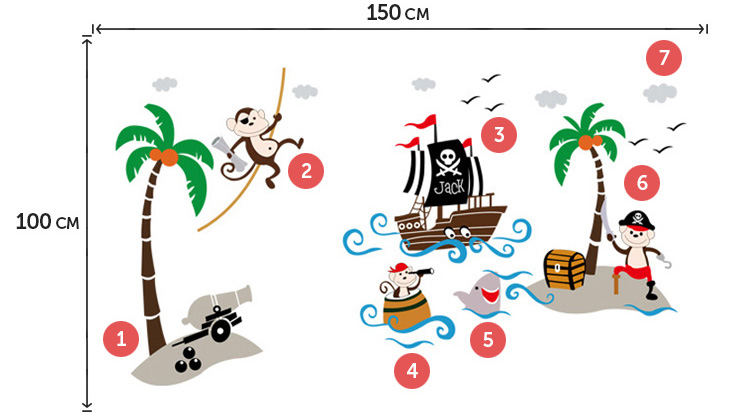 Дитячі наклейки піратів у ванну кімнату