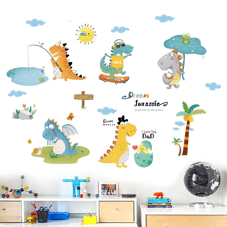 Детские наклейки с динозаврами на стену