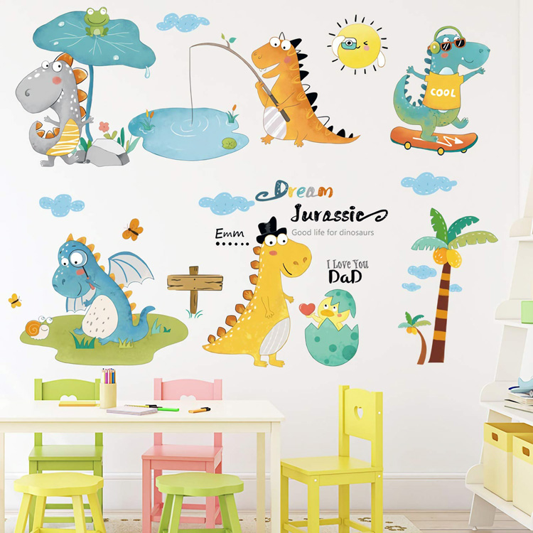 Детские наклейки с динозаврами на стену