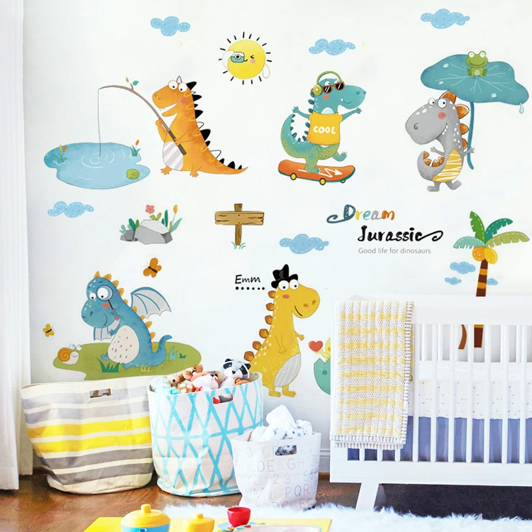 Детские наклейки с динозаврами на стену