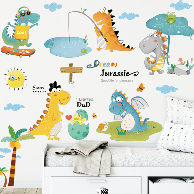 Детские наклейки с динозаврами на стену