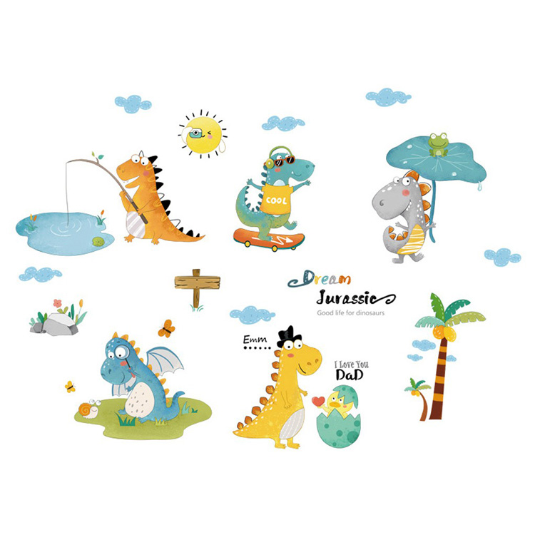 Детские наклейки с динозаврами на стену