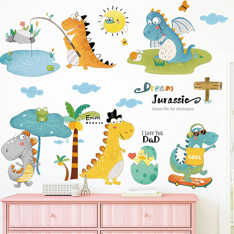 Детские наклейки с динозаврами на стену
