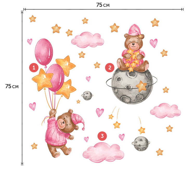 Дитячі наклейки з ведмедиками на стіну