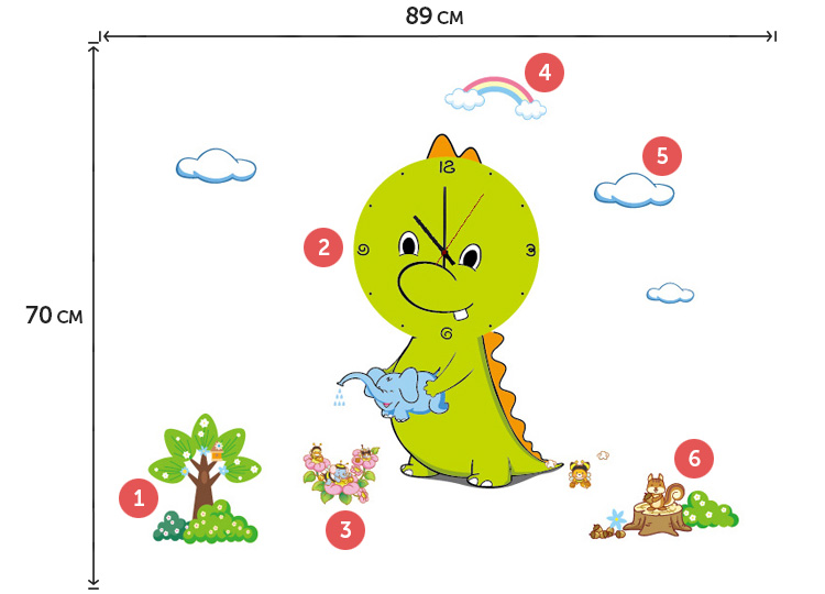 Детские настенные часы с драконом