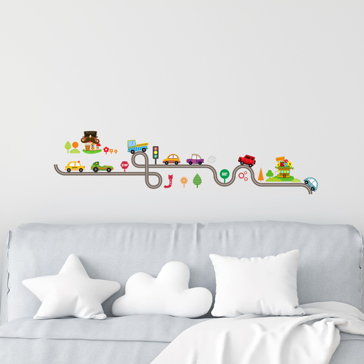 Детская виниловая наклейка с машинками