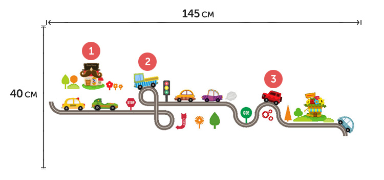 Детская виниловая наклейка с машинками