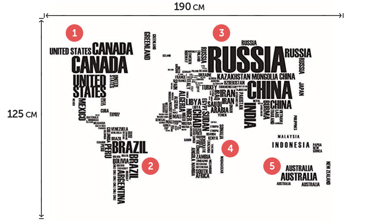 Інтер’єрна наклейка карта світу на стіну