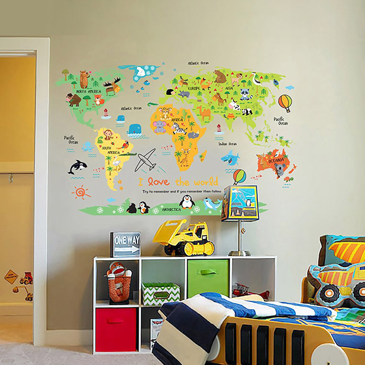 Інтер’єрна наклейка на стіну карта світу