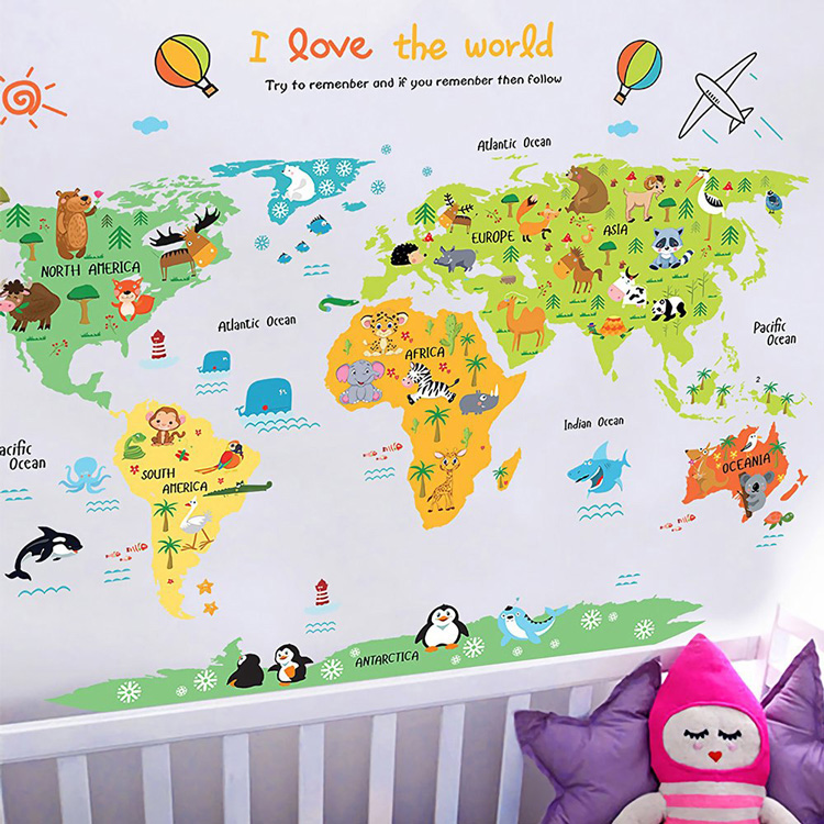 Інтер’єрна наклейка на стіну карта світу