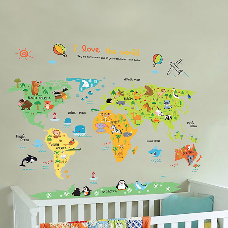 Інтер’єрна наклейка на стіну карта світу