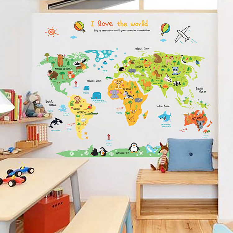 Інтер’єрна наклейка на стіну карта світу