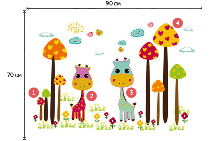 Інтер’єрна наклейка жирафів в дитячу кімнату