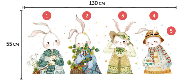 Интерьерные наклейки с зайчиками в спальню