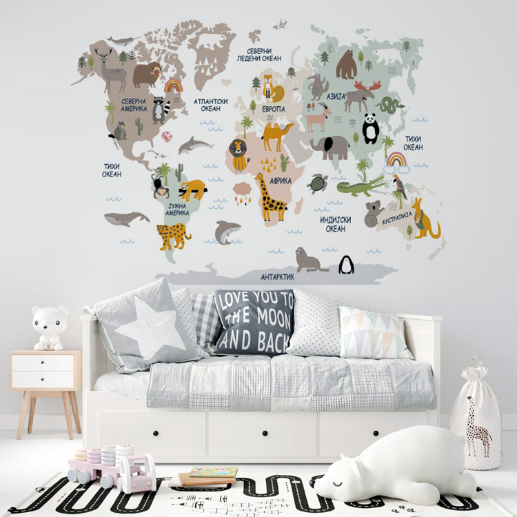 Карта світу вінілова наклейка на стіну