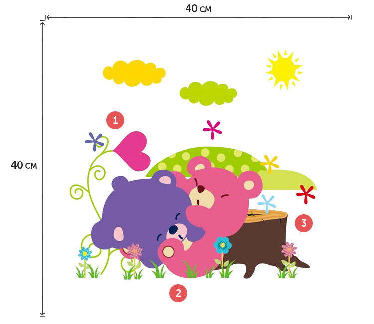 Маленька наклейка для дітей з ведмедиками