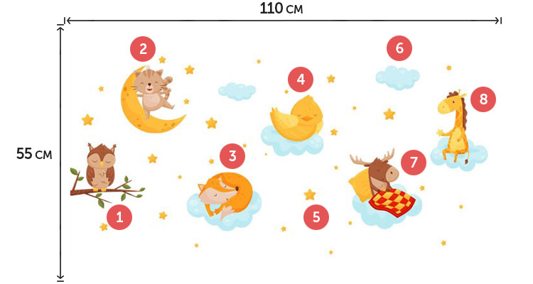 Маленькі наклейки з тваринами в дитячу кімнату