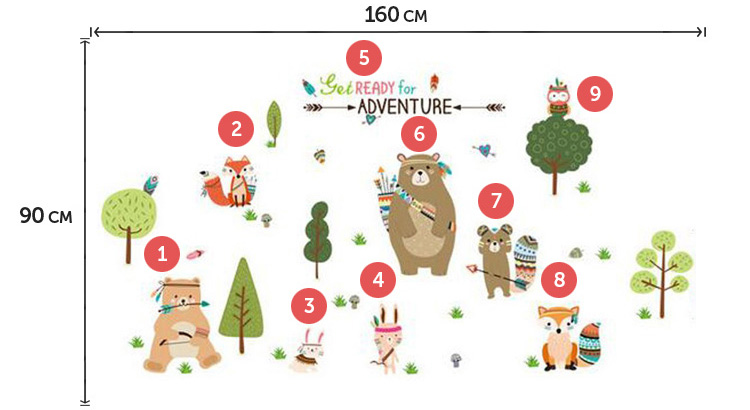 Набор наклеек на шкаф для детей